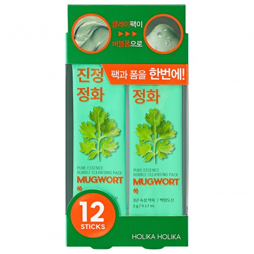 Holika Holika Pure Essence Mugwort Bubble Cleansing Pack 12szt - pasta oczyszczająca