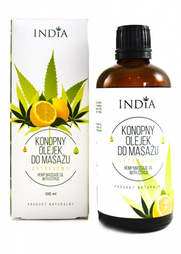 India Hemp Massage Oil with Citrus 100ml - CYTRUSOWY OLEJEK DO MASAŻU MALINOWY 