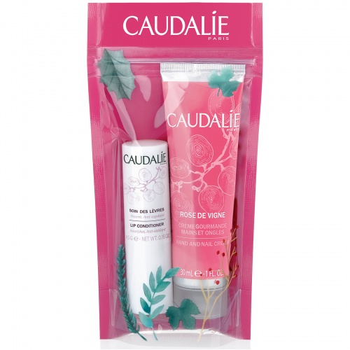 Caudalie Rose de Vigne - zestaw nawilżający, krem do rąk+pomadka