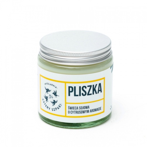 Mydlarnia Cztery Szpaki PLISZKA - NATURALNA ŚWIECA SOJOWA, CYTRYNOWA 100g