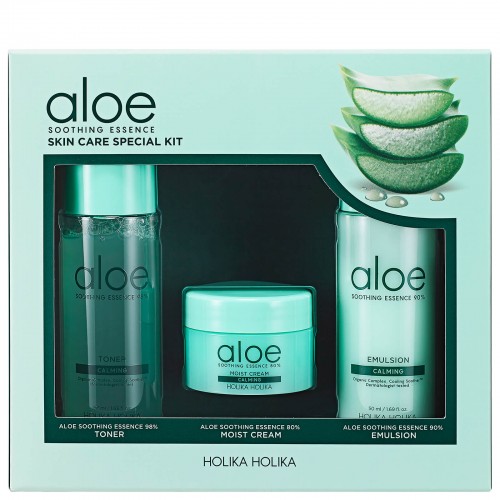 Holika Holika Aloe Soothing Essence Skin Care Special Kit - zestaw tonik, krem, emulsja