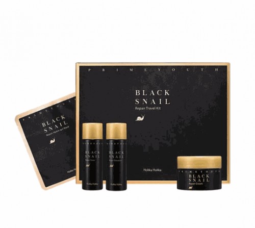 Holika Holika Prime Youth Black Snail Kit - zestaw kosmetyków z ekstraktem ze śluzu czarnego ślimaka