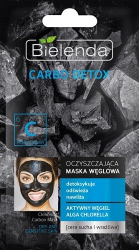 Bielenda Carbo Detox Czarny Węgiel Maska oczyszczająca cera sucha, wrażliwa 8g