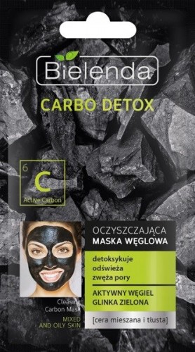 Bielenda Carbo Detox Czarny Węgiel Maska oczyszczająca do cery mieszanej i tłustej 8g