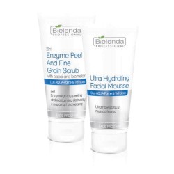 Bielenda Professional Duet Aqua Porin UE 2w1 - Enzymatyczny peeling drobnoziarnisty 150g + Ultranawilżający mus 150g