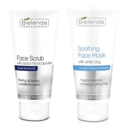 Bielenda Professional Duet Peeling z perełkami jojoba 150ml + Kojąca maseczka z białą glinką 150g 