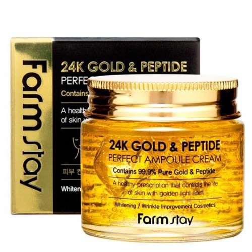 Farm Stay 24K Gold & Peptide Perfect Ampoule Cream 80ml - krem przeciwstarzeniowy 