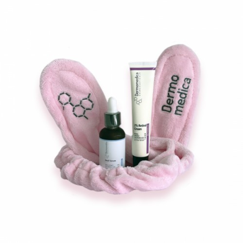 Dermomedica Anti-Aging Zestaw 2% Retinol Cream 30ml + Snail Serum 30ml + uszy królika róż
