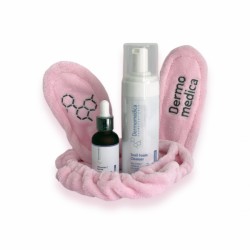Dermomedica Zestaw Phloretin C Serum 30ml + Snail Foam Cleanser 150ml + uszy królika róż