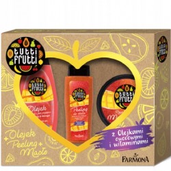 Farmona Tutti Frutti Brzoskwinia & Mango Zestaw Olejek Do Kąpieli 425ml+ Peeling 100ml + Masło 200ml