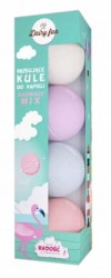 Delia Dairy Fun Fizzing Bath Bombs 4x50g - Musujące Kule do kąpieli Truskawka, Winogrono, Jagoda, Jabłko