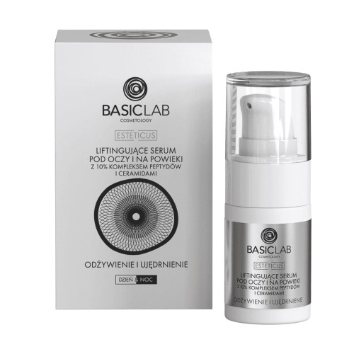 BasicLab Esteticus liftingujące Serum pod oczy i na powieki z 10% kompeksem Peptydów i Ceramidami 15ml