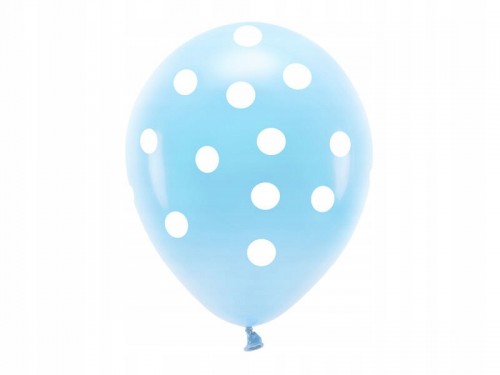 Balony Eco PartyDeco błękitne z białymi kropeczkami 6szt