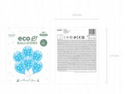 Balony Eco PartyDeco błękitne z białymi kropeczkami 6szt