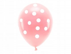 Balony Eco PartyDeco różowe z białymi kropeczkami 6szt
