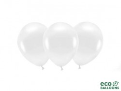 PartyDeco Balony Eco 30 cm metalizowane biały 10 szt.
