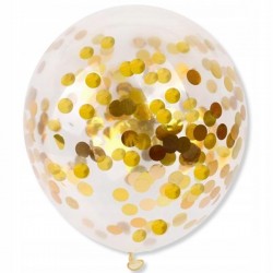 Balony przezroczyste ze złotym konfetti 30 cm 14'' 6 szt.