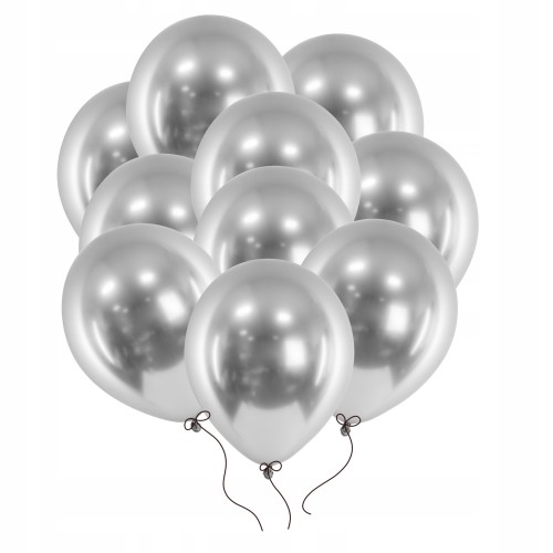 Balony chromowane w kolorze srebrnym 10 szt