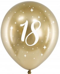 Balony chromowane w kolorze złotym na 18 urodziny 6 szt