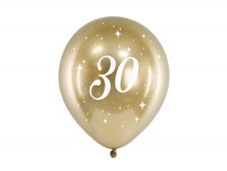 Balony chromowane w kolorze złotym na 30 urodziny 6 szt