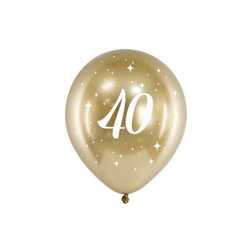 Balony chromowane w kolorze złotym na 40 urodziny 6 szt