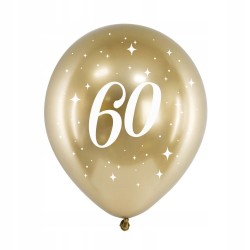 Balony chromowane w kolorze złotym na 60 urodziny 6 szt
