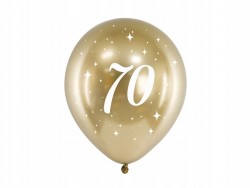 Balony chromowane w kolorze złotym na 70 urodziny 6 szt