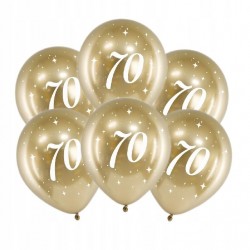 Balony chromowane w kolorze złotym na 70 urodziny 6 szt