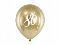Balony chromowane w kolorze złotym na 80 urodziny 6 szt