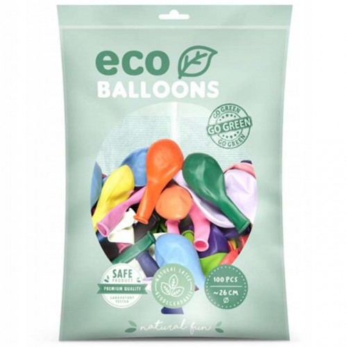 Balony Eco metalizowane, mix kolorów, 100 szt.