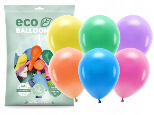 Balony Eco pastelowe 26 cm, mix kolorów, 100 szt.