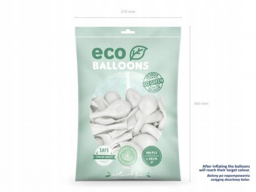 Balony Eco pastelowe 30 cm, biały, 100 szt.