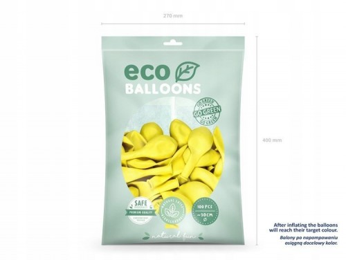Balony Eco pastelowe 30 cm, żółty, 100 szt.