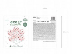 Balony Eco 33 cm, Serca czerwone, Crystal Clear, 6 szt.
