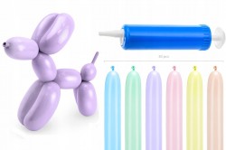 Balony modeliny pastelowe 130cm z pompką, mix 1op./30szt.