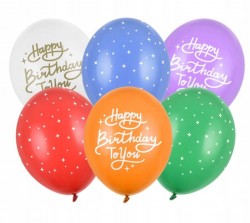 Balony 30 cm Happy Birthday To You mix kolor 6 szt