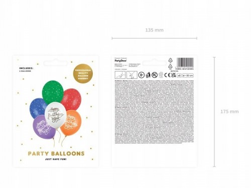 Balony 30 cm Happy Birthday To You mix kolor 6 szt