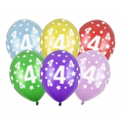 Balony 30 cm, 4th Birthday, Metallic Mix, 1op./50szt.