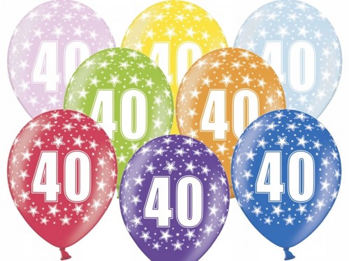 Balony 30 cm, 40th Birthday, Metallic Mix, 1op./50szt.