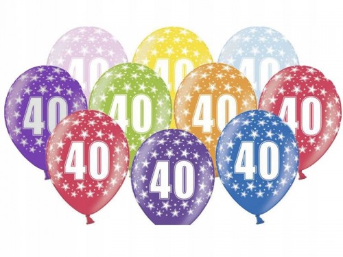 Balony 30 cm, 40th Birthday, Metallic Mix, 1op./50szt.