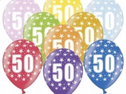 Balony 30 cm, 50th Birthday, Metallic Mix, 1op./50szt.