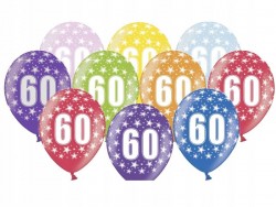 Balony 30 cm, 60th Birthday, Metallic Mix, 1op./50szt.