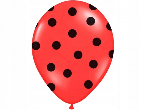 Balony 30 cm, Kropki, Pastel Poppy Red, mix, 1op./6szt.