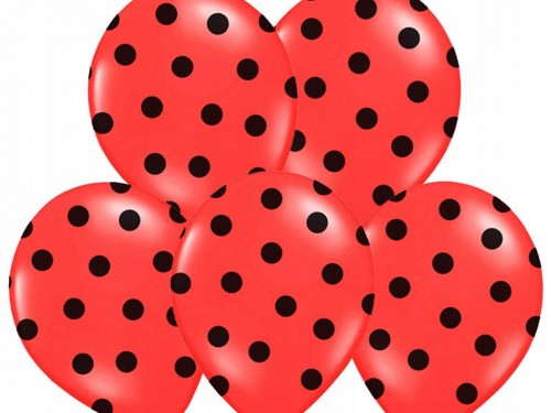 Balony 30 cm, Kropki, Pastel Poppy Red, mix, 1op./6szt.