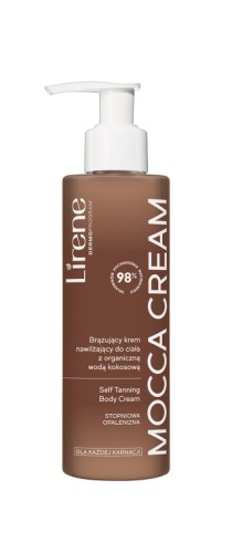 Lirene Self Tanning Brązujący krem nawilżający do ciała z organiczną wodą kokosową Mocca Cream 190 ml